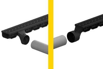 Заглушка торцевая с выпуском под трубу D110 мм, для лотков Easy2 DN100 H70