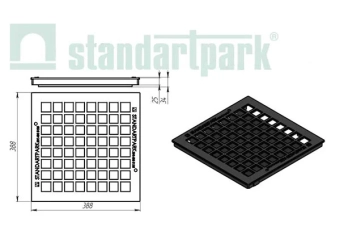 Решетка ливневая чугунная Basic для дождеприемника 400х400 С250 (390x390x66)