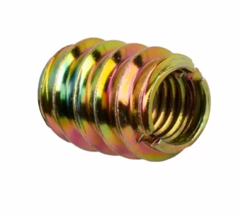 Муфта мебельная врезная резьбовая "LIDER" M*15 желтая оцинкованная DIN7965