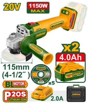 Аккумуляторная угловая шлифовальная машина  20V 1150W D115mm+2 бат JDLAPB522 Jadever