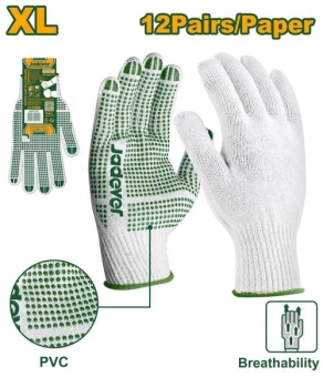 Перчатки вязаные с ПВХ-точкой XL  JDKG1801 Jadever