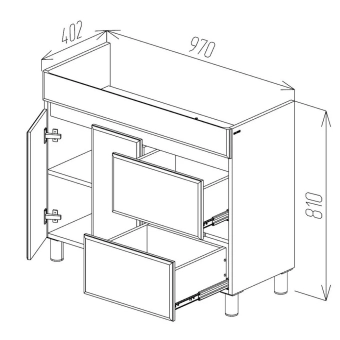 Шкаф Urbano бетон Chicago тёмный под умывальник Isik 1000 Bayro
