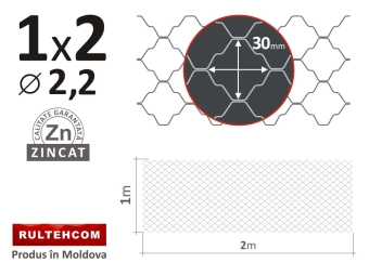 Декоративная сетка, ОЦ; d.2.2, H-1.00m, L-2.00m 30*30мм