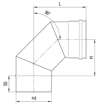 Колено угол на 90° для дымохода (3 секции) Ferrum D180 (0,5мм)