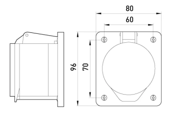 Силовая розетка, встраиваемая e.socket.pro.5.32.wall, 5п., 380В, 32А