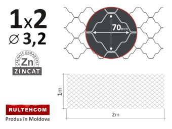 Декоративная сетка, ОЦ.+Крашеная (Зелёная); d.3.2, H-1.00m, L-2.00m 70*70мм