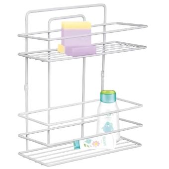 Полка для ванной Perilla 2 яруса, металлическая, белая, настенная (арт. 71309)