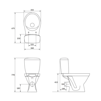 Унитаз Компакт CERSANIT - CERSANIA SIMPLE ON SLIM, нижний подвод, горизонтальный, микролифт DRP