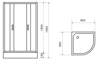 Душевая кабина BS1001/90B MOSAIC 90*90*195 см поддон H14 см