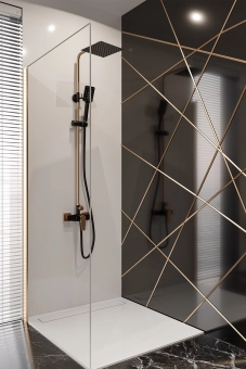 Душевая колонна с тропическим душем MIDNIGHT BLACK / GOLD ROSE, Invena, Польша