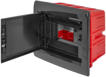 Корпус пластиковый на 8 модулей e.plbox.pro.w.08b.black встроенный, черный с непрозрачными дверями IP40