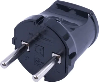 Вилка бытовая e.plug.002.10, без з/к,10А, черная E.NEXT