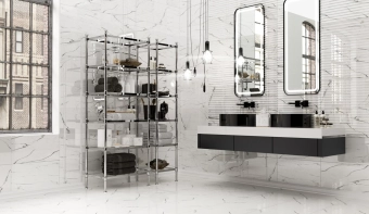 Плитка керамическая Maxi White 300*600 мм, глянцевая, белый, мрамор