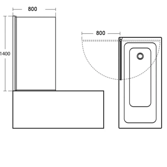 Перегородка для ванны 6MM 80CM H140ALUMINIU