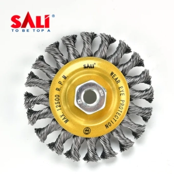 Щетка с гайкой проволочная плетеная круговая для УШМ (Болгарки) Ø115 мм, Sali