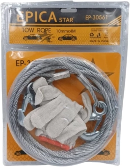 Буксировочный стальной трос 10мм*4м, EP-30561, Epica Star