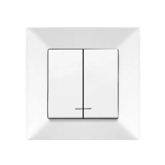 Выключатель двухклавишный с подсветкой Meridian Viko by Panasonic. Белый