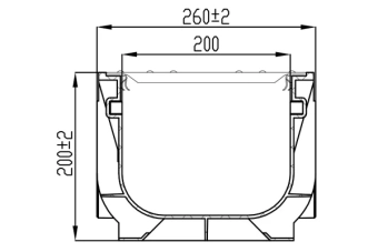 Лоток водоотводный POLYMAX BASIC DN200 H200 с решеткой чугунной С250 (1000x260x200)