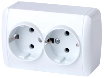 Розетка двойная e.aqua.1233.gr с з/к, для внешнего монтажа, IP20, без крышки