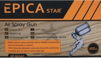 Краскопульт пневматический с металлической колбой 400мл, 1.5мм, 160-240мл/мин,  EP-50347, Epica Star
