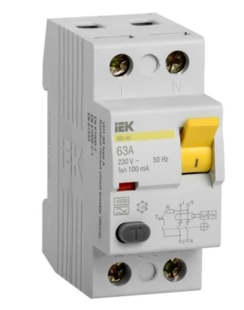 Выключатель дифференциальный (УЗО) ВД1-63 2Р 63А 100мА тип А IEK