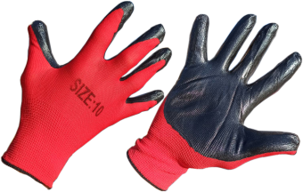 Перчатки защитные покрытие Нитрил красный/черный