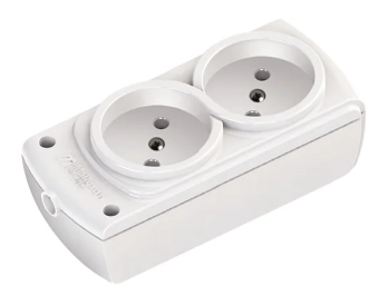 Колодка розеточная 2 розетки 2P 16А белая OLIMPIA Mutlusan