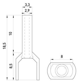 Изолированный наконечник   2x2,5 кв.мм, красный
