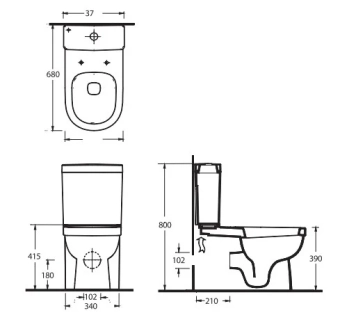Унитаз компакт пристенный Lagina BTW + крышка с механизмом Soft Close, Ege Vitrifye, Турция