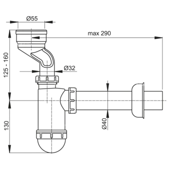 Сифон для писсуара ALCAPLAST A45A 2 1/8" 40