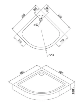 Душевjq поддон Rotund 90x90 H15cm shower cab Китай
