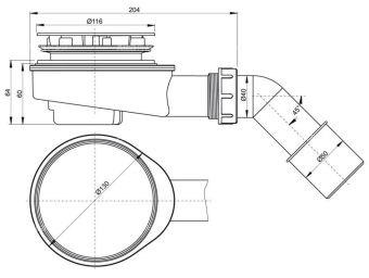 Сифон для душевого поддона  A491CR 116" 50