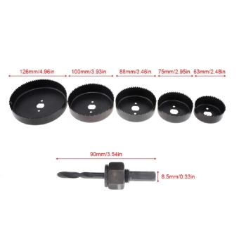 Набор режущих коронок для ГКЛ (63мм, 75мм, 88мм, 100мм, 126мм) EP-10219, Epica Star