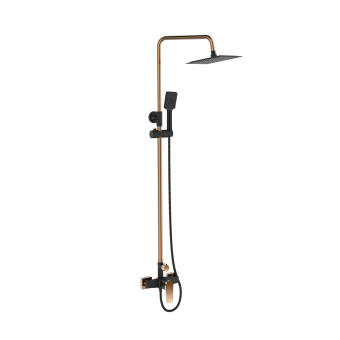 Душевая колонна с тропическим душем MIDNIGHT BLACK / GOLD ROSE, Invena, Польша