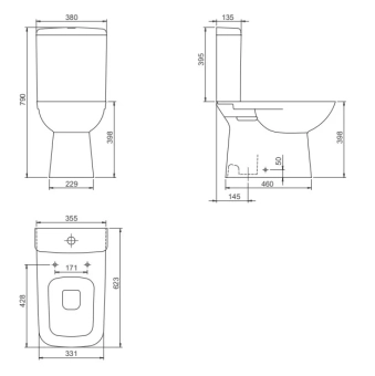 Компакты пристенные Duru+Cap.Duroplast Slim Turkuaz Seramik 