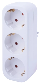 Тройник бытовой e.socket.003.16.3, 3 гнезда, 2P+PE, 16А, с з/к