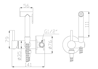 Встроенный смеситель для биде, BIDETTA BLACK, Invena, Польша