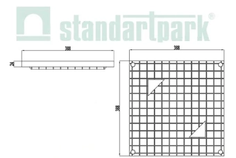 Решетка ливневая пластиковая PolyMax Basic для дождеприемника 400х400 A15 (388x388x24)