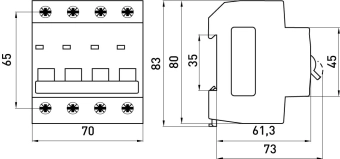 Автоматический выключатель e.mcb.stand.45.4.C20, 4р, 20А, C, 4.5 кА