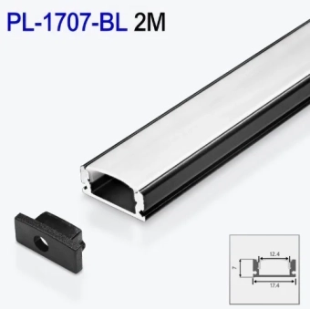 Алюминиевый профиль накладной для светодиодной ленты черный 2m/set 17.5*7mm PL-1707-BL 2m PANLIGHT