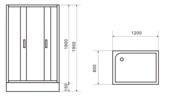 Душевая кабина BE1046 Chrom Mat 120x80cm H195 shower cab Китай