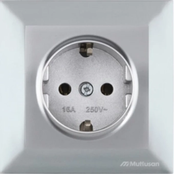 Розетка 2P+E 16A серая CANDELA Mutlusan