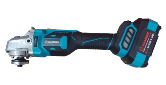 Углошлифовальная машина Li-ion 21 V, 125 mm, 7150 rpm, 6 скоростей с зарядным устройством Hammer