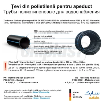 Труба напорная питьевая ПНД PE100 Ø40x2,4 PN10 SDR 17