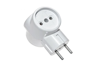 Тройник на 3 розетки 2P 10A 230V круглый белый 1000kW