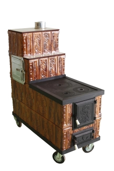 Печь POLINA керамическая (4-х рядная), мобильная - на раме с колесами (+варочная панель; +духовка)