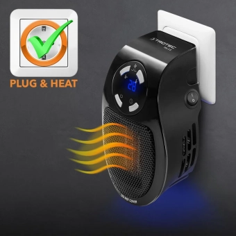 Обогреватель керамический с вентилятором, портативный 500 Вт, TROTEC TFC2E, Черный