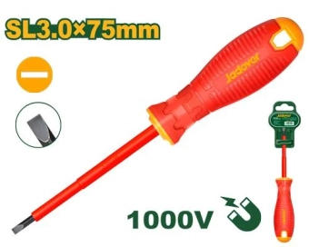 Отвертка изолированная для электротехнических работ 1000V Плоская (-) SL3.0; 75мм; Jadever