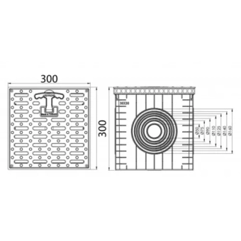 Ревизионный колодец для ливневки с решеткой TOP- 30*30*30см, Серый, Hydrosistems