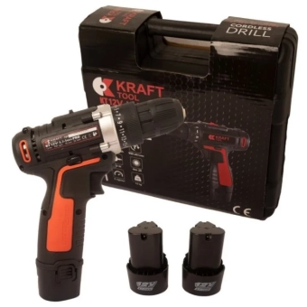 Шуруповерт на аккумуляторе 12 В, 1,5 Ач, KraftTool, KT12V